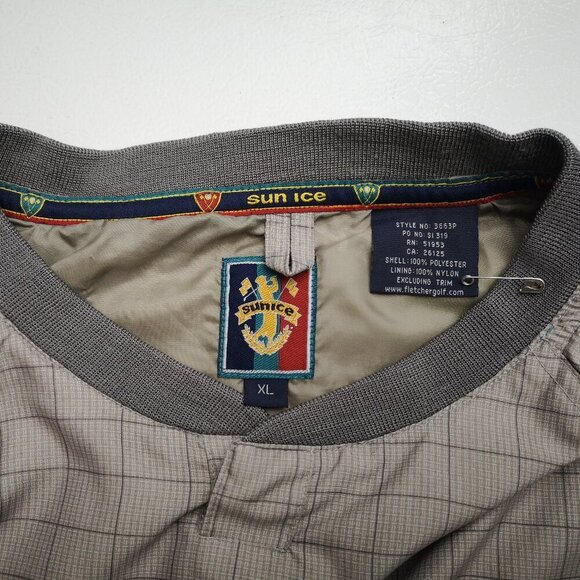 Sunice Men's Size XL V-neck Loose Fit Taupe & Grey Golf Pullover / Windbreaker - Picture 3 of 11